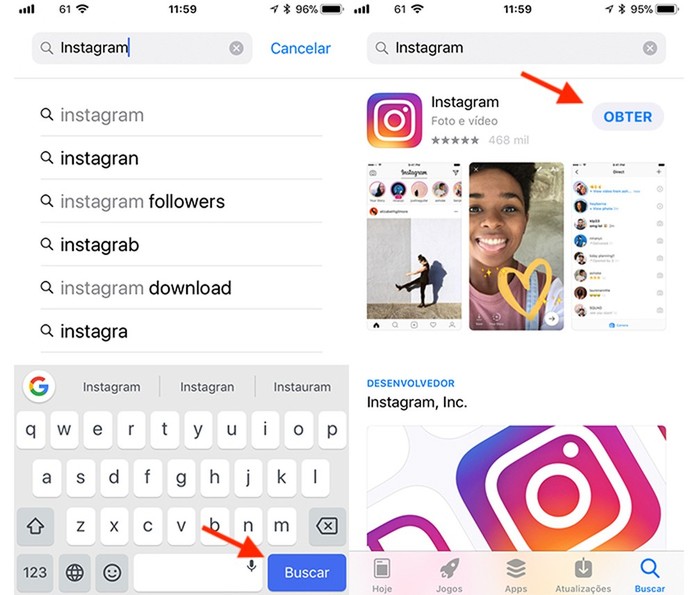 Encontre e baixe o Instagram pela App Store do iOS para iPhone (Foto: Reprodução/Marvin Costa) Encontre e baixe o Instagram pela App Store do iOS para iPhone (Foto: Reprodução/Marvin Costa)