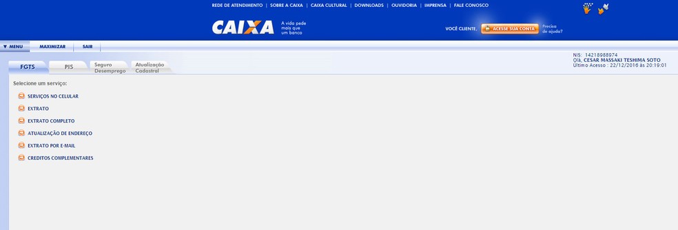 É possível acessar o saldo do FGTS no site da Caixa (Foto: Reprodução)
