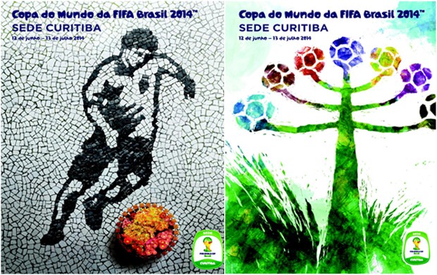 Montagem com cartazes que concorrem para a Copa do Mundo em Curitiba (Foto: divulgação/prefeitura municipal de curitiba)