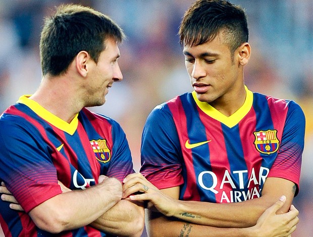 Messi e Neymar jogo Barcelona e Santos (Foto: Getty Images)