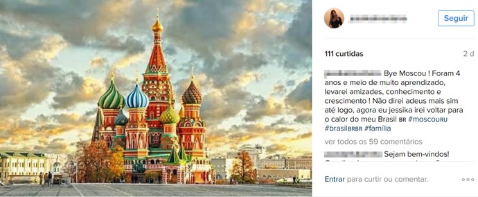 Bye Moscou (Foto: Reprodução/Instagram)