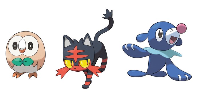 Os três novos inicias de Pokémon Sun e Moon (Foto: Divulgação/The Pokémon Company)