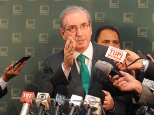 O presidente da Câmara, Eduardo Cunha (PMDB-RJ), durante entrevista, em maio (Foto: J.Batista/Câmara dos Deputados)