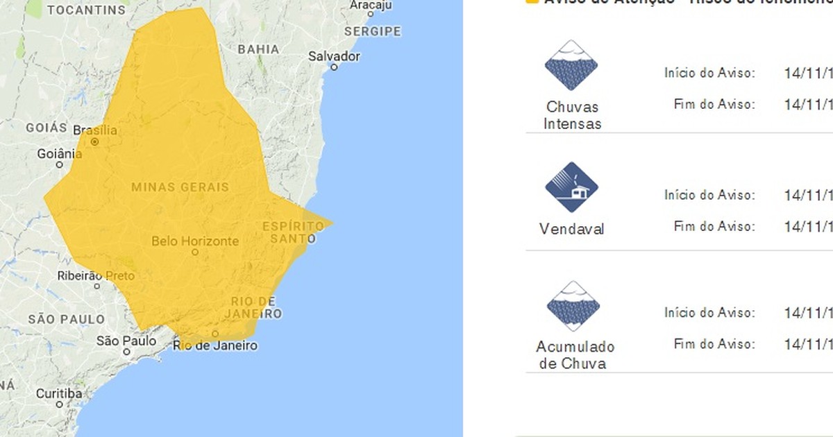 G Instituto Emite Alerta De Chuva Forte E Raios Para O Es Not Cias