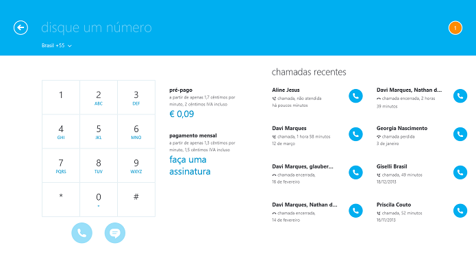 Skype também oferece ligações para números normais (Foto: Reprodução/Thiago Barros)