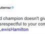 Gutiérrez critica gesto obsceno de Hamilton na Hungria: "Desrespeitoso"