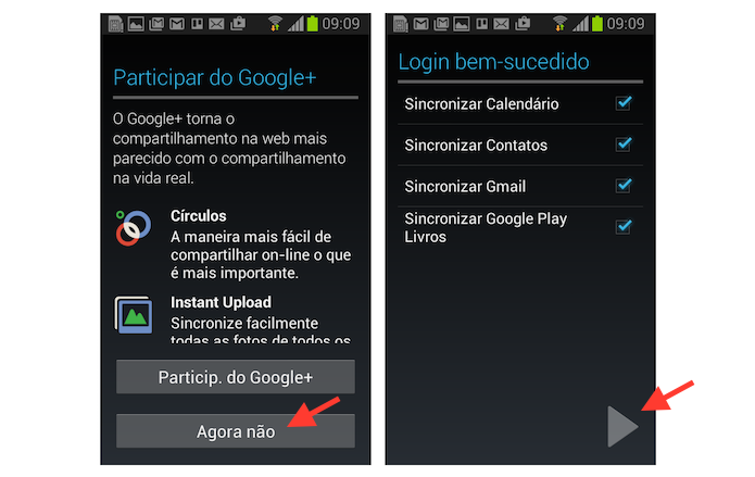 Terminando o vinculo de uma nova conta do Google a um dispositivo Android (Foto: Reprodução/Marvin Costa)