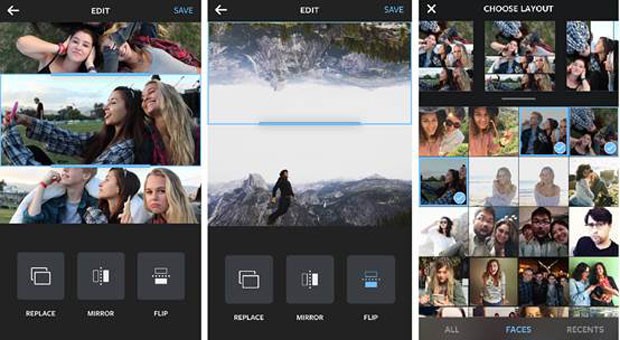 Imagens do aplicativo 'Layout', do Instagram, que faz colagens com mais de uma imagem. (Foto: Divulgação/Instagram)