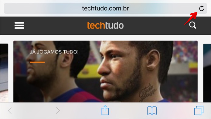 Toque sobre o botão atualizar e mantenha pressionado (Foto: Reprodução/Helito Bijora)