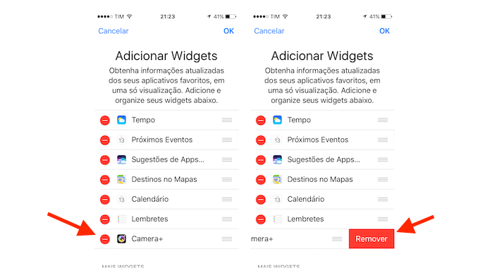 Ação para remover widgets do iOS 10 (Foto: Reprodução/Marvin Costa)