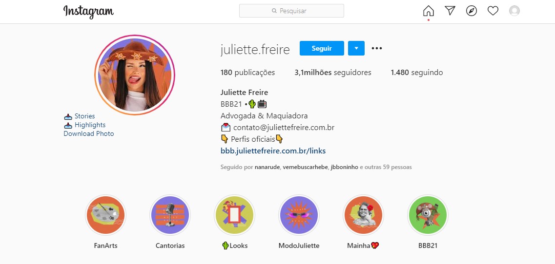 Juliette Freire bate a marca de 3,1 miçhões de seguidores no Instagram (Foto: Reprodução Instagram)