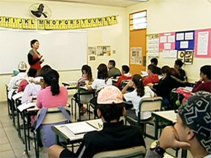 Sala de aula em escola municipal de SP  (Foto: Reprodução/ TV Globo )
