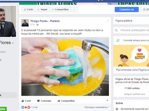 Prefeito de Ariquemes rebateu critica de deputado na mesma rede social  (Foto: Facebook/Thiago Flores)