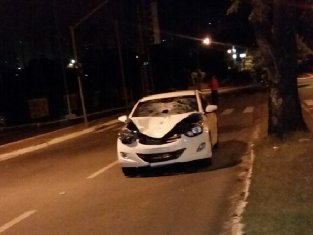 Corpo da vítima atravessou o veículo, em Goiânia (Foto: Divulgação/Polícia Civil)