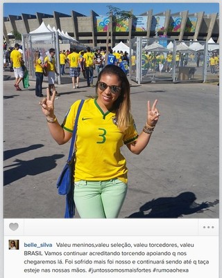 Belle Silva comemora vitória do Brasil (Foto: Instagram / Reprodução)