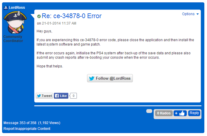 Solução para o problema ainda não foi encontrada (Foto: Reprodução/PlayStation Forum) (Foto: Solução para o problema ainda não foi encontrada (Foto: Reprodução/PlayStation Forum))