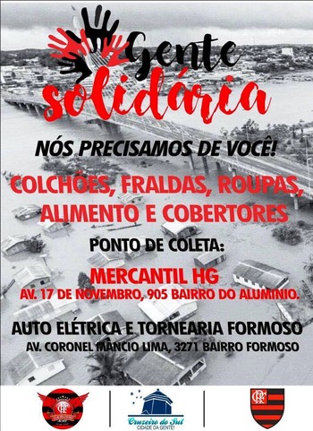 Torcida FlaCruzeiro campanha enchente Cruzeiro do Sul (AC) (Foto: Divulgação/FlaCruzeiro-Acre)