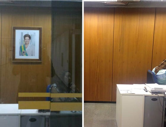 O líder do governo mandou retirar a foto de Dilma Rousseff do gabinete (Foto: Reprodução)