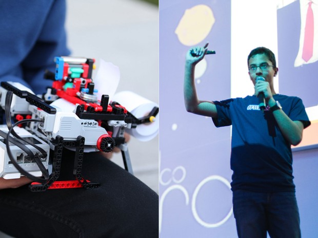 Indiano Shubha Banerjee, 13 anos, fala sobre impressora braile de Lego, na Campus Party (Foto: Divulgação/Willian Alves/Campus Party) Indiano Shubha Banerjee, 13 anos, fala sobre impressora braile de Lego, na Campus Party (Foto: Divulgação/Willian Alves/Campus Party)
