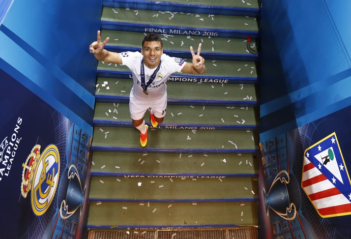 Casemiro Real Madrid x AtlÃƒÂ©tico de Madrid (Foto: Reuters)