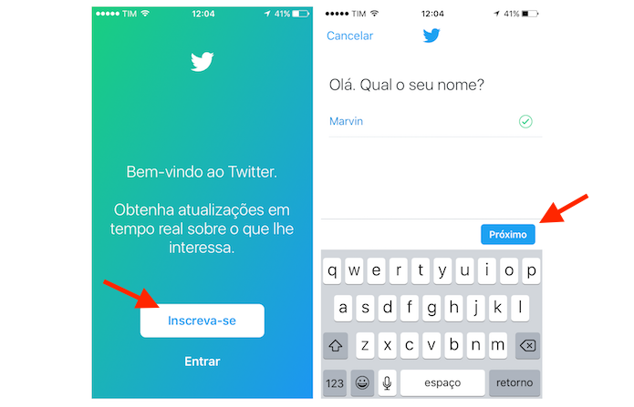 Iniciando a criação de uma conta do Twitter pelo aplicativo para celular (Foto: Reprodução/Marvin Costa) (Foto: Iniciando a criação de uma conta do Twitter pelo aplicativo para celular (Foto: Reprodução/Marvin Costa)) Iniciando a criação de uma conta do Twitter pelo aplicativo para celular (Foto: Reprodução/Marvin Costa) (Foto: Iniciando a criação de uma conta do Twitter pelo aplicativo para celular (Foto: Reprodução/Marvin Costa))
