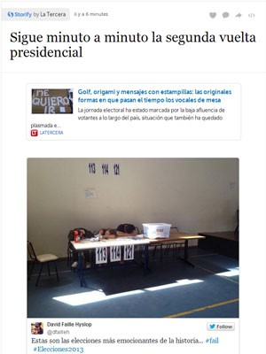 Sites de notícias e redes sociais chilenos mostram fotos de mesários dormindo no 2º turno das eleições. (Foto: Reprodução/La Tercera)