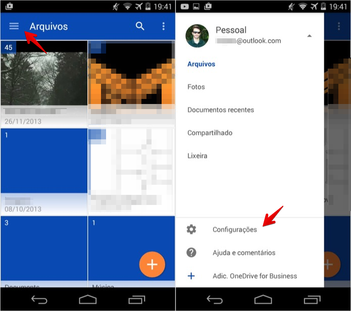 Acesse as configurações do OneDrive (Foto: Reprodução/Helito Bijora)