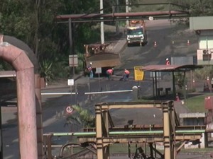 Movimentação na Samarco em Anchieta foi normal nesta quarta-feira (11) (Foto: Reprodução/ TV Gazeta)