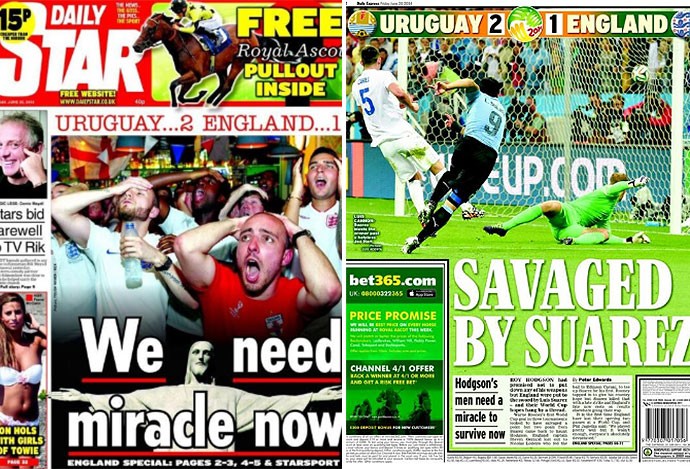 capa jornais derrota Inglaterra (Foto: Reproduo)