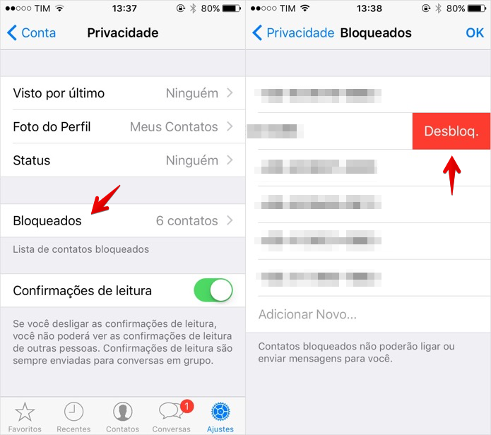 Desbloqueando um número (Foto: Reprodução/Helito Bijora)