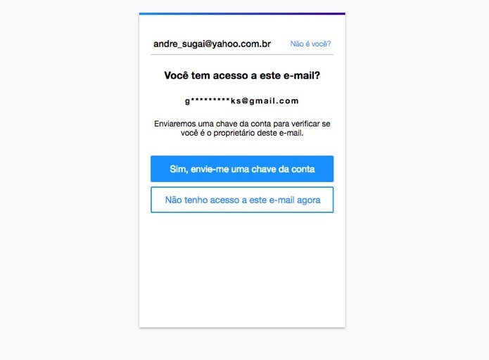 Receba a chave de segurança por e-mail (Foto: Reprodução/André Sugai)