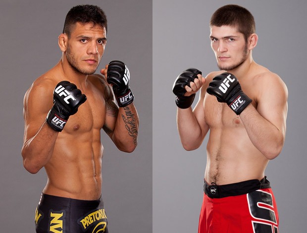 UFC montagem Rafael dos Anjos x Khabib Nurmagomedov. (Foto: Agência Getty Images)