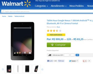 Walmart.com começou a vender tablet na quinta-feira (25) por R$ 1 mil. (Foto: Reprodução)