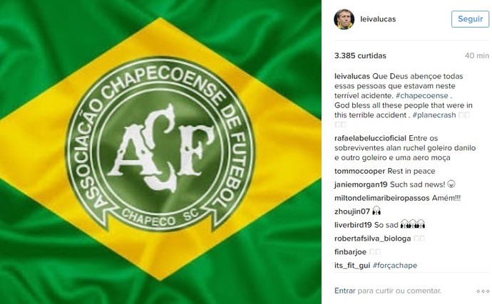 Chapecoense Lucas Leiva (Foto: Reprodução/Instagram)
