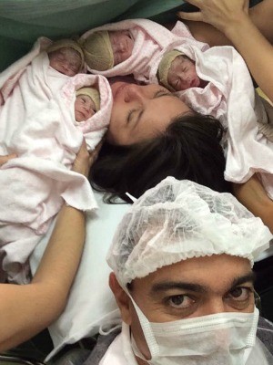Pai registra após nascimento de quadrigêmeos em Cuiabá (Foto: Arquivo pessoal/Sandro Mota)