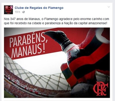 Flamengo parabéns Manaus (Foto: reprodução)