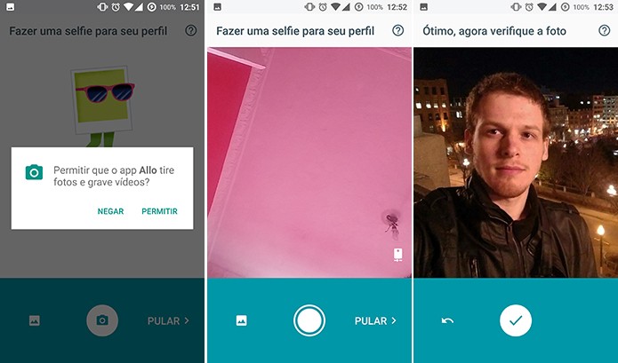 Google Allo permite tirar selfie na hora ou importar imagem da galeria do telefone (Foto: Reprodução/Elson de Souza)