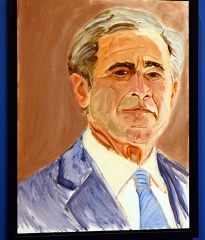 Retratos de líderes mundiais pintados pelo ex-presidente dos Estados Unidos George W. Bush (Foto: Benny Snyder/AP)