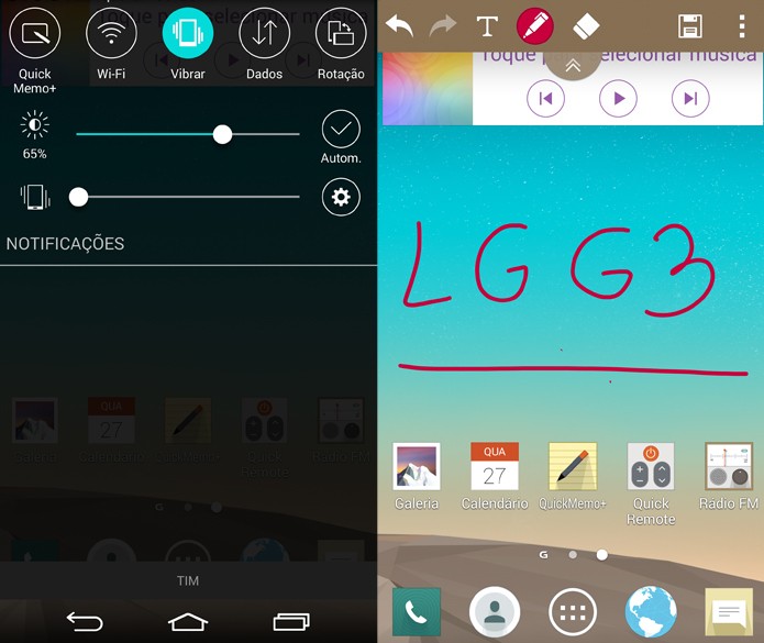 QuickMemo+ permite que você desenhe na tela do LG G3 (Foto: Reprodução/Lucas Mendes) QuickMemo+ permite que você desenhe na tela do LG G3 (Foto: Reprodução/Lucas Mendes)