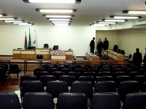 Fórum de Santa Maria, RS, audiências do caso do incêndio da boate Kiss (Foto: Marcio Luiz/G1)