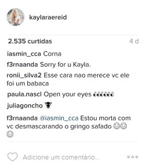 Seguidores alertam a namorada de Rya Lochte, Kayla Reid (Foto: Reprodução/Instagram)