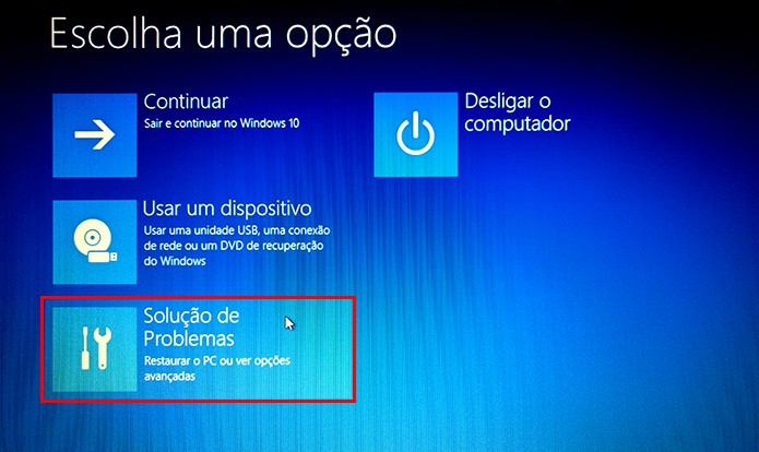 Acesse o menu de soluções de problemas (Foto: Reprodução/Paulo Alves)