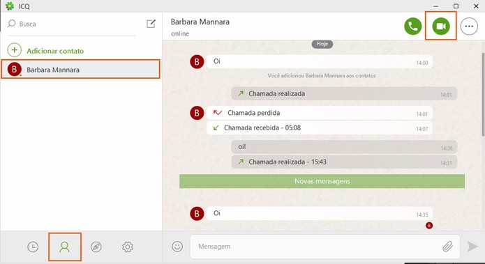Inicie a chamada de vídeo com seu contato no ICQ pelo PC (Foto: Reprodução/Barbara Mannara)