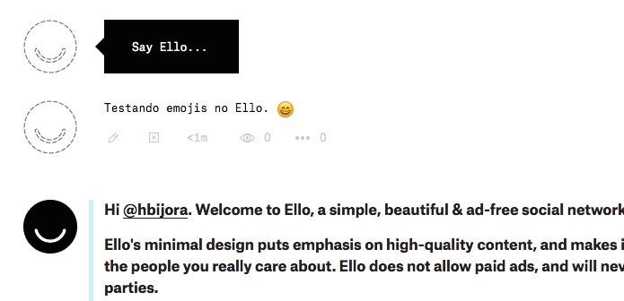 Usando emojis no Ello (Foto: Reprodução/Helito Bijora)