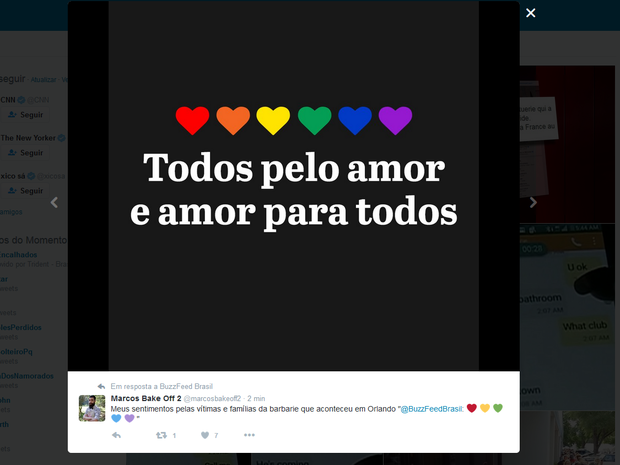 Internauta presta homenagem às vítimas do atentado que matou mais de 50 pessoas em Orlando (Foto: Reprodução/Twitter)