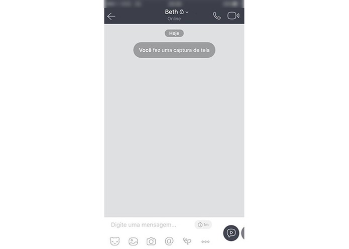 Ao tirar um print, o app avisa na conversa (Foto: Reprodução/Karen Malek)