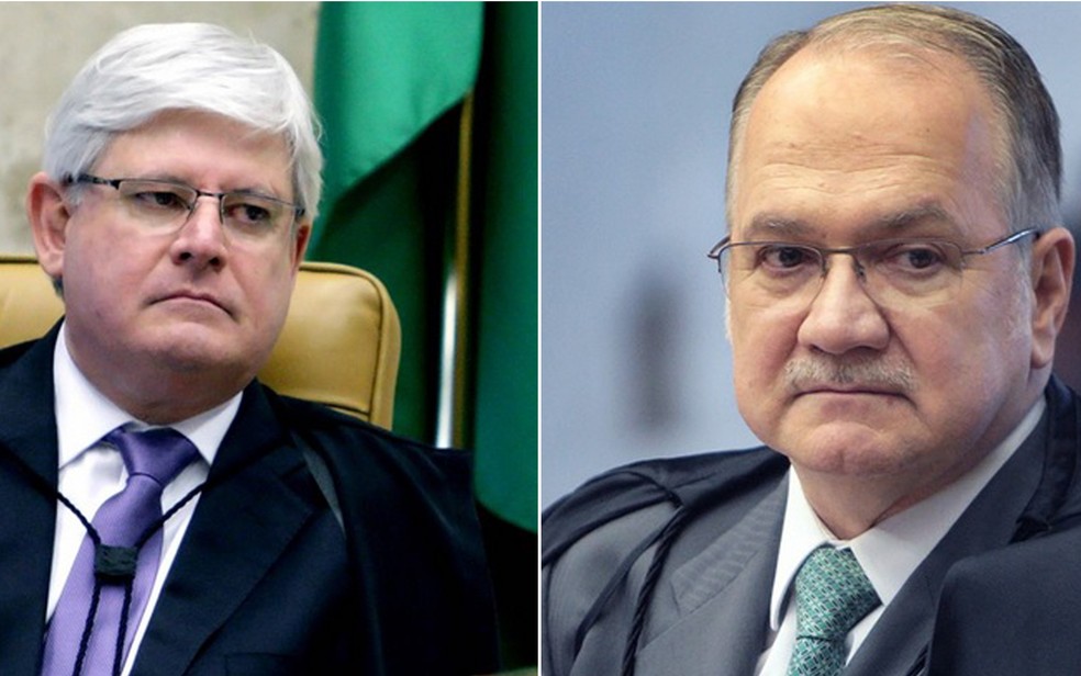 Montagem mostra o procurador-geral da República, Rodrigo Janot (esq.), e o ministro do STF Edson Fachin (dir.) (Foto: Fellipe Sampaio/SCO/STF e Nelson Jr./STF)