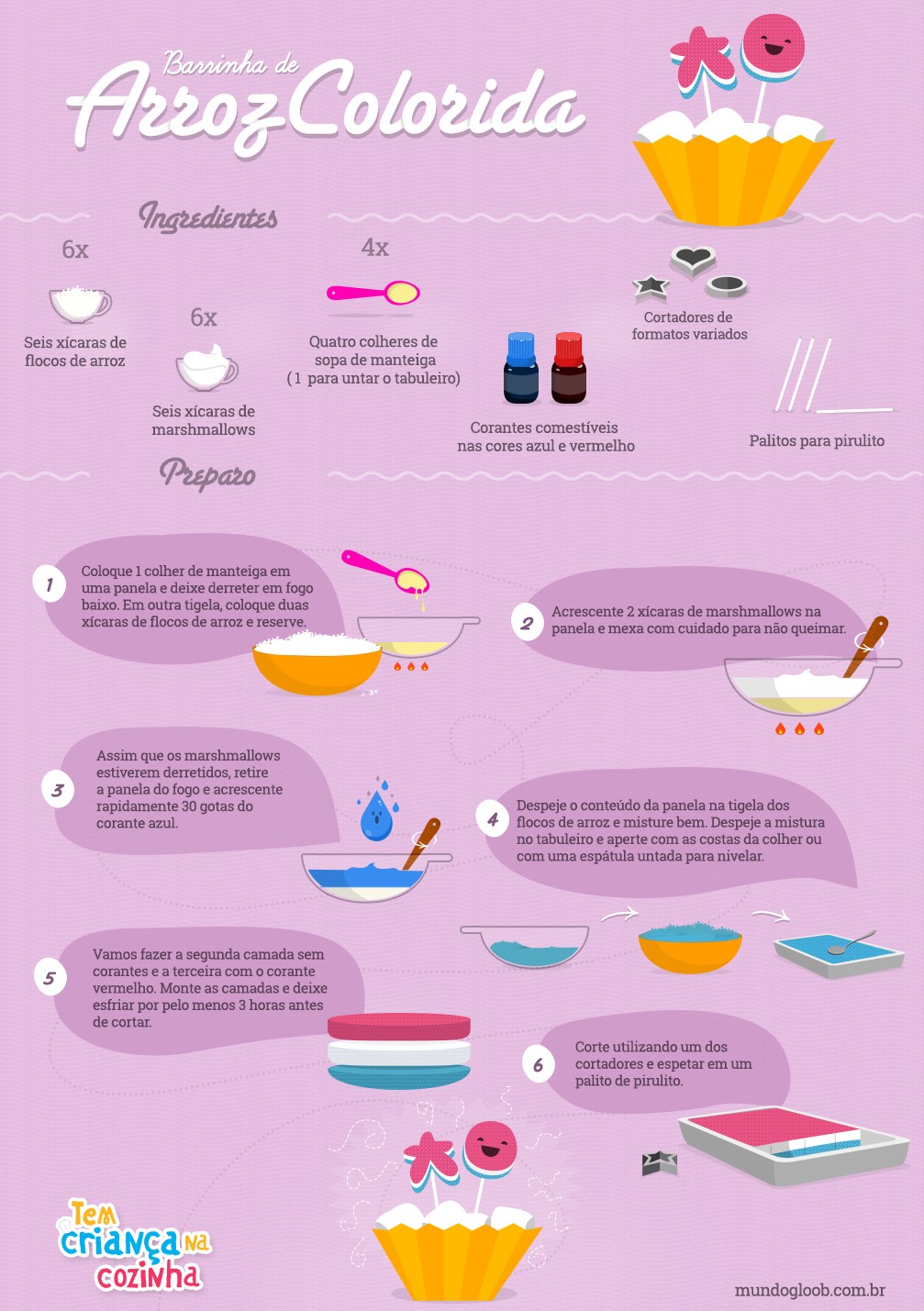 Receita: Barrinha de Arroz Colorida (Foto: gloob)