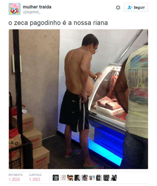 Comentários sobre foto de Zeca Pagodinho (Foto: Reprodução/Twitter)