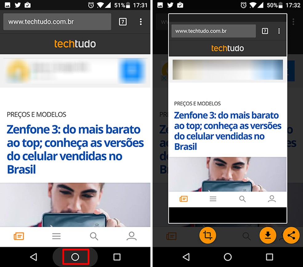 Pressione o botão Início (Home) do Android para fazer a captura de tela (Foto: Reprodução/Elson de Souza)